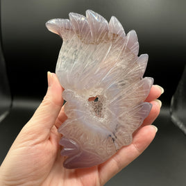 Druzy Dendrite Agate Geode Indigenous-Inspired Profile Headdress Carving #9