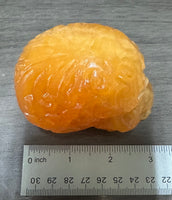 Orange Calcite Skull Carving #4