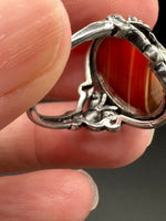 Vintage Style Carnelian Stainless Steel Adjustable Ring #9