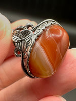 Vintage Style Carnelian Stainless Steel Adjustable Ring #8
