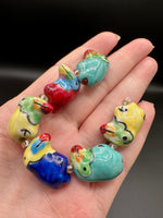 Colorful Ceramic Bird Bead Strand – Hand Painted Glazed Novelty Birds – Jewelry Making & Craft Supplies