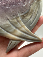 Amethyst Agate Heart Wings Carving with Stand #3