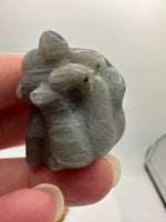 Small Nine Tail Fox Carvings Labradorite/Strawberry Quartz