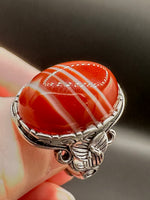 Vintage Style Carnelian Stainless Steel Adjustable Ring #2
