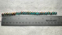 Aqua Confetti Glass Graduated Bead Strand – Metallic Round Jewelry Making Beads