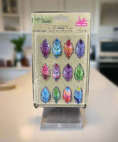 12 Count Laser Feather Stickers