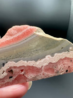 Natural Rhodochrosite Slab #18 – Pink Banded Mineral Specimen with Gray Matrix