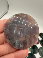 Moss Agate Round Polished Slices, Set of 3