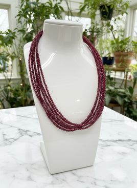 Natural 3mm Faceted Garnet Necklace