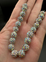 White AB Rhinestone Pave Round Bead Strand – Sparkling Jewelry Making Beads
