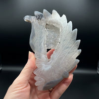Druzy Agate Geode Indigenous-Inspired Profile Headdress Carving #6