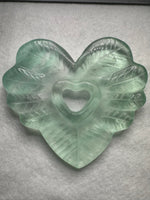 Green Fluorite Decorative Carved Heart with Stand #1
