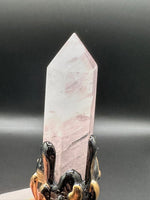 Rose Quartz & Green Aventurine Decorative Crystal Broom with Bee