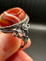 Vintage Style Carnelian Stainless Steel Adjustable Ring #7