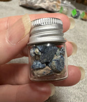 Lazulite Specimen Pieces in Small Jar #3 Graves Mountain