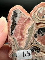 Rhodochrosite Slab #7 – Pink Banded Rhodochrosite with Black Matrix & Natural Cavities