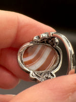 Vintage Style Carnelian Stainless Steel Adjustable Ring #10