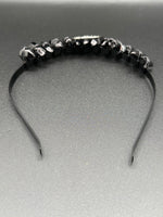 Black Handmade Natural Crystal Crown Headband – Aura-Coated Crystal Points & Crescent Moon