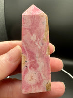 Rhodochrosite Four-Sided Tower #8 – Rosy Pink with Cream & Natural Matrix