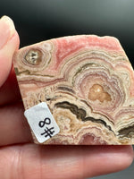 Natural Rhodochrosite Slab #8 – Pink Banded Orb & Druzy Crystal Mineral Specimen