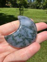 Moss Agate Carved Moon #1