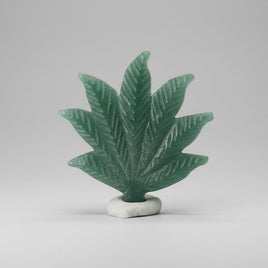 Green Aventurine Cannabis Leaf Carving #2