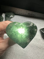 Green Mica in Quartz Heart | Polished Natural Crystal Heart | Green Mica Quartz Pocket Stone BIN #2