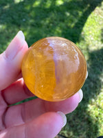 Yellow with Purple Fluorite Sphere #15