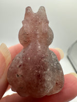 Small Nine Tail Fox Carvings Labradorite/Strawberry Quartz