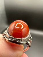 Vintage Style Carnelian Stainless Steel Adjustable Ring #4