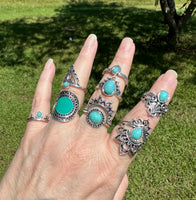 Set of 8 Silvertone Fashion Rings Assorted Sizes