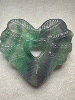 Rainbow Fluorite Decorative Carved Heart with Stand #5