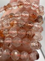 Red Rutilated Quartz 4mm Faceted Bracelet 7.5"