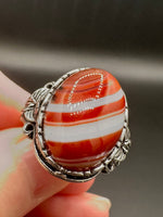 Vintage Style Carnelian Stainless Steel Adjustable Ring #10