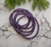 Natural Amethyst 4mm 7.5” Bracelet