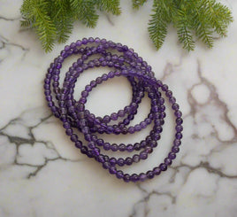 Natural Amethyst 4mm 7.5” Bracelet