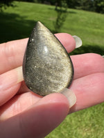 Natural Golden Sheen Obsidian Pearshape Large Cabochon #4