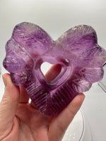 Purple Fluorite Decorative Carved Heart with Stand #7