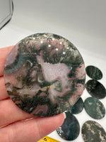 Moss Agate Round Polished Slices, Set of 3