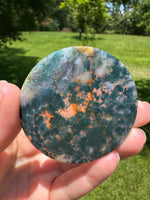 Moss Agate Polished Round Slice #38