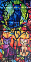 Colorful Stained Glass Cat Design Door Cover/Curtain