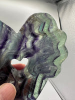 Rainbow Fluorite Decorative Carved Heart with Stand #4
