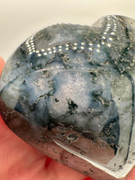 Moss Agate Carved Heart #6