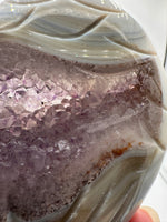 Amethyst Agate Heart Wings Carving with Stand #3