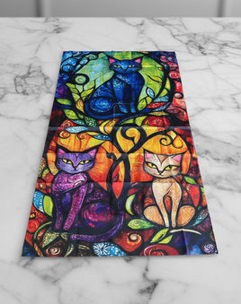 Colorful Stained Glass Cat Design Door Cover/Curtain