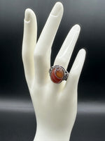 Vintage Style Carnelian Stainless Steel Adjustable Ring #9