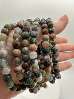 Natural Indian Moss Agate 6mm Bracelet 7.5”