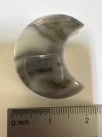 Moss Agate Carved Moon #5