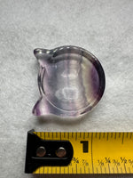 Cat Head Shape Rainbow Fluorite Bowl Carving #2