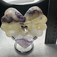Rainbow Fluorite Decorative Carved Heart with Stand #8